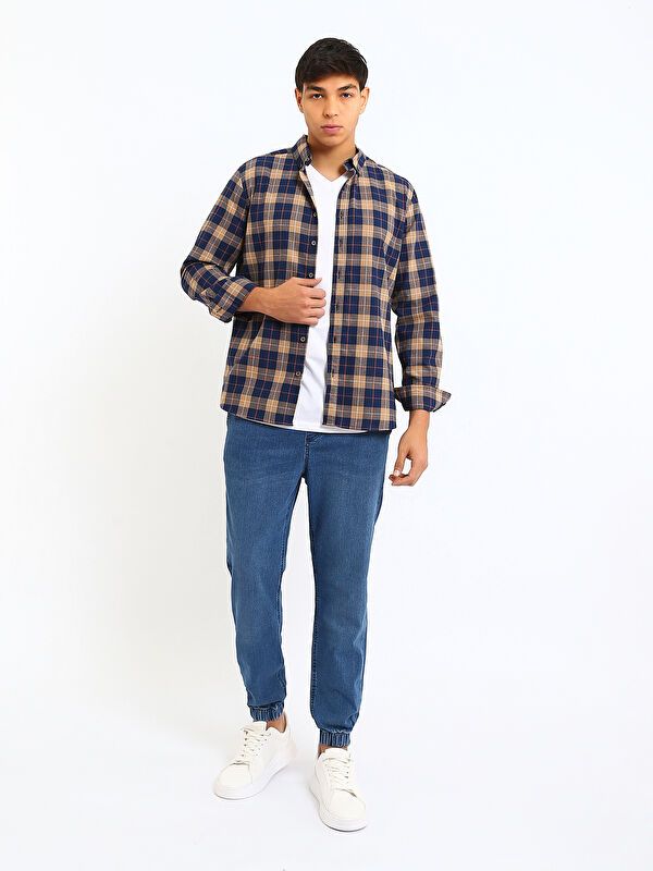 Moudda LC Waikiki - Chemise à carreaux manches longues en tissu pour Homme - Tunisie 2