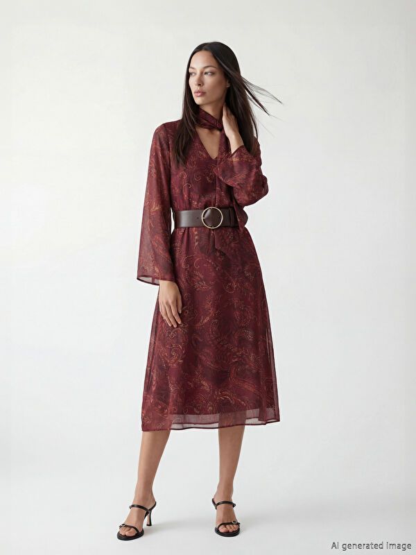 Moudda LC Waikiki - Robe manches longues en tissu pour Femme - Tunisie 1