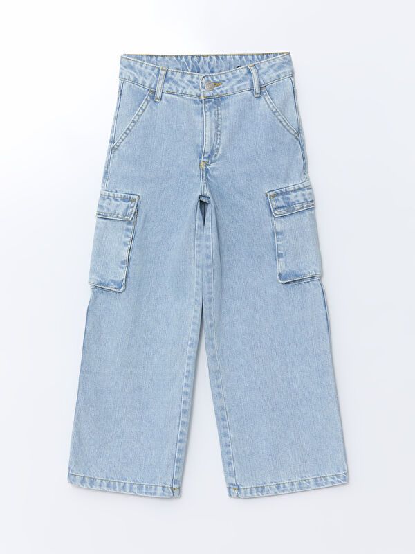 Moudda LC Waikiki - Pantalon tissé en denim Fille Acide bleu clair - Tunisie 1
