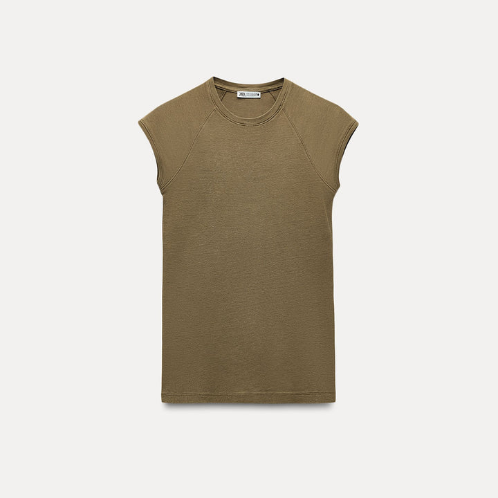 Moudda ZARA - T-shirt Coton Lavé Manches Courtes Raglan - Tunisie 2