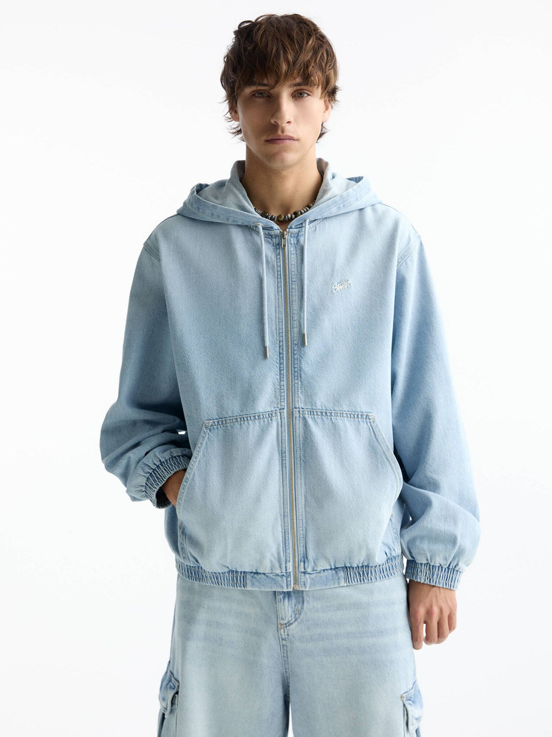 Moudda PULL & BEAR - Veste Denim Capuche à Fermeture Noir STWD - Tunisie 4