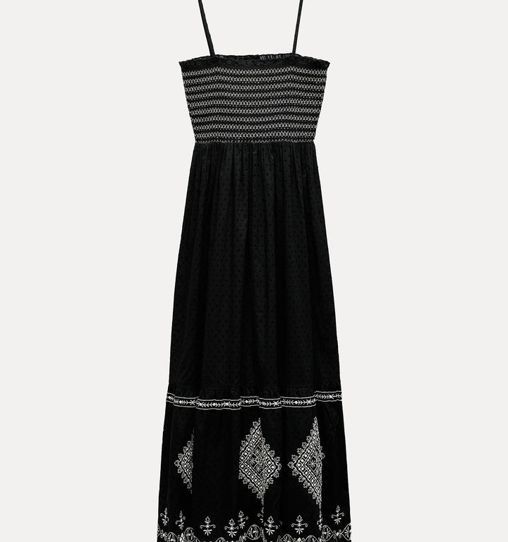 Moudda ZARA - Robe longue panneaux brodés corps élastique - Tunisie 4