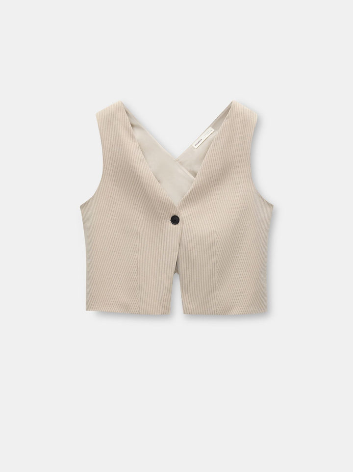 Moudda PULL & BEAR - Gilet Dos Croisé Rayure Diplomatique - Tunisie 1