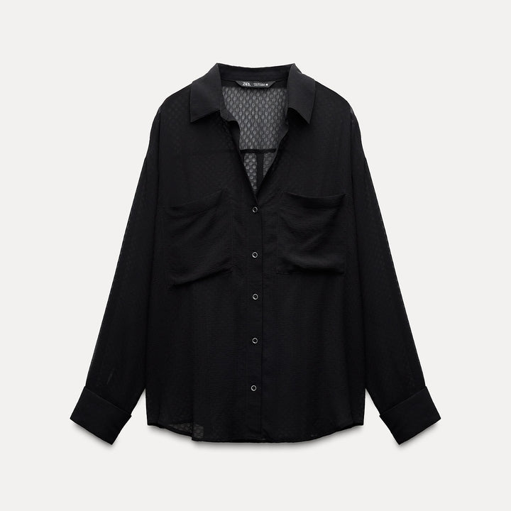 Moudda ZARA - Chemise à pois dévoré manches longues poches devant - Tunisie 2
