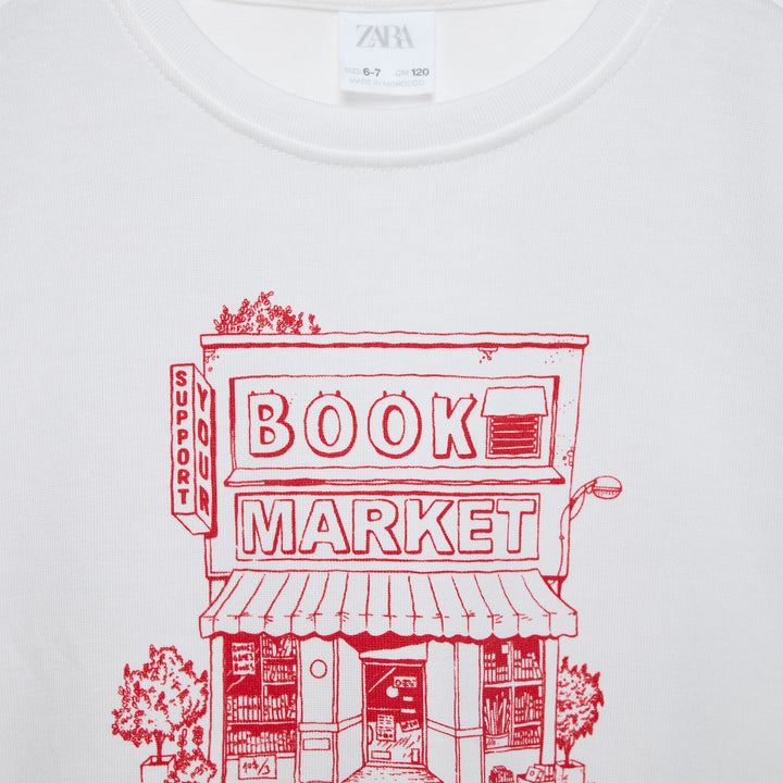 Moudda ZARA - T-shirt jersey épais, imprimé librairie - Tunisie 3