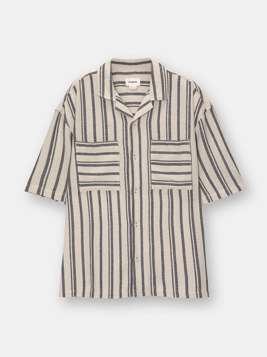 Moudda PULL & BEAR - Chemise Demi-Manches Rayures Molleton Écru Twin Set - Tunisie 4