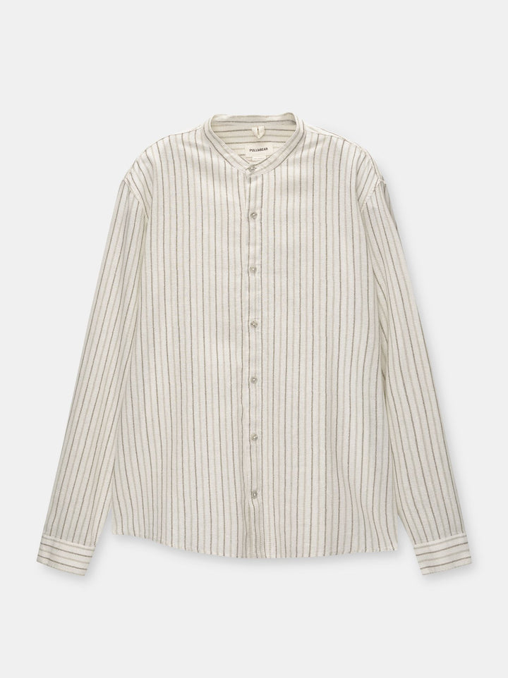 Moudda PULL & BEAR - Chemise Manches Longues Basique Col Mao - Tunisie 1