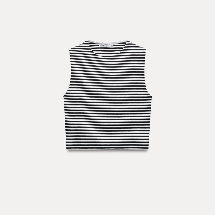 Moudda ZARA - T-shirt coton élasthanne, col rond, court, manches courtes - Tunisie 1
