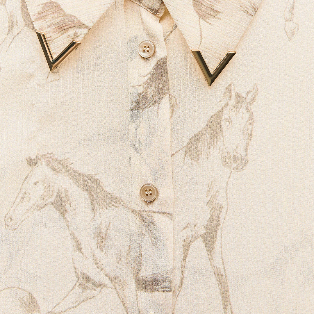 Moudda ZARA - Chemise imprimée chevaux, détail doré col - Tunisie 3
