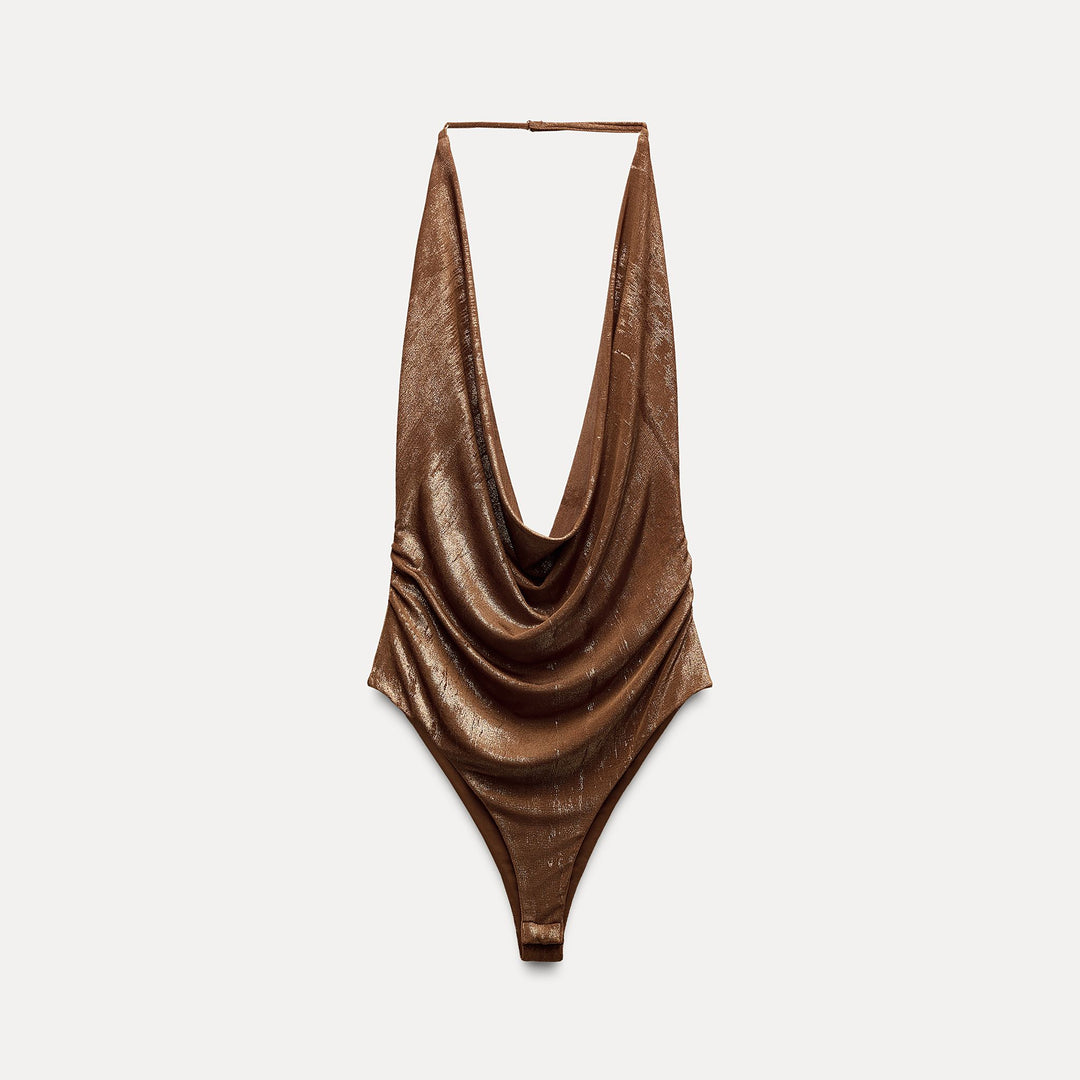 Moudda ZARA - Body maille lurex col licou drapé - Tunisie 1