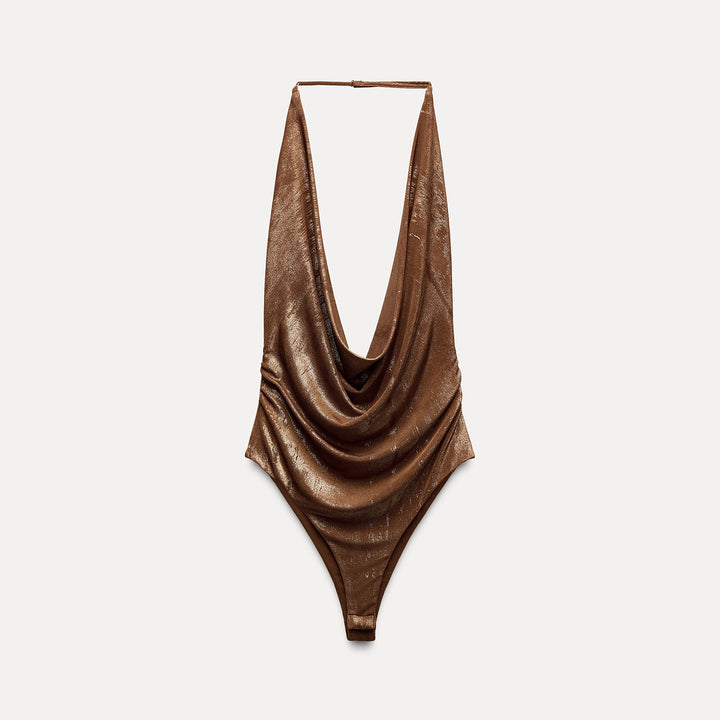Moudda ZARA - Body maille lurex col licou drapé - Tunisie 1