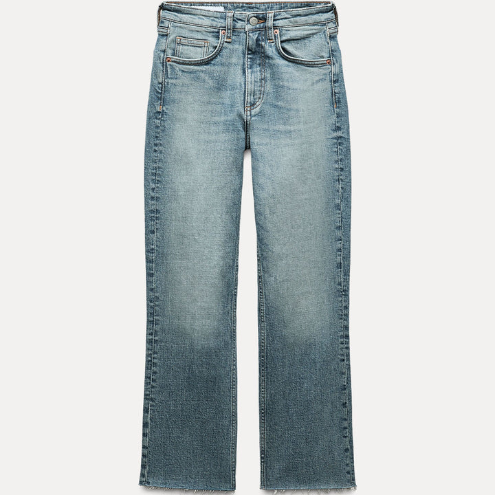 Moudda ZARA - Pantalon évasé court 5 poches taille haute ourlet brut - Tunisie 1