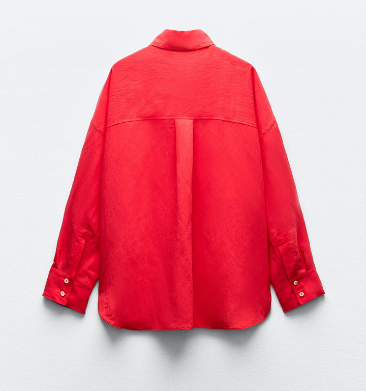 Moudda ZARA - Chemise oversize, manches longues, bouton décoratif - Tunisie 1