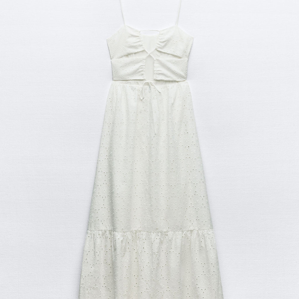 Moudda ZARA - Robe mi-longue broderie suisse encolure froncée - Tunisie 2