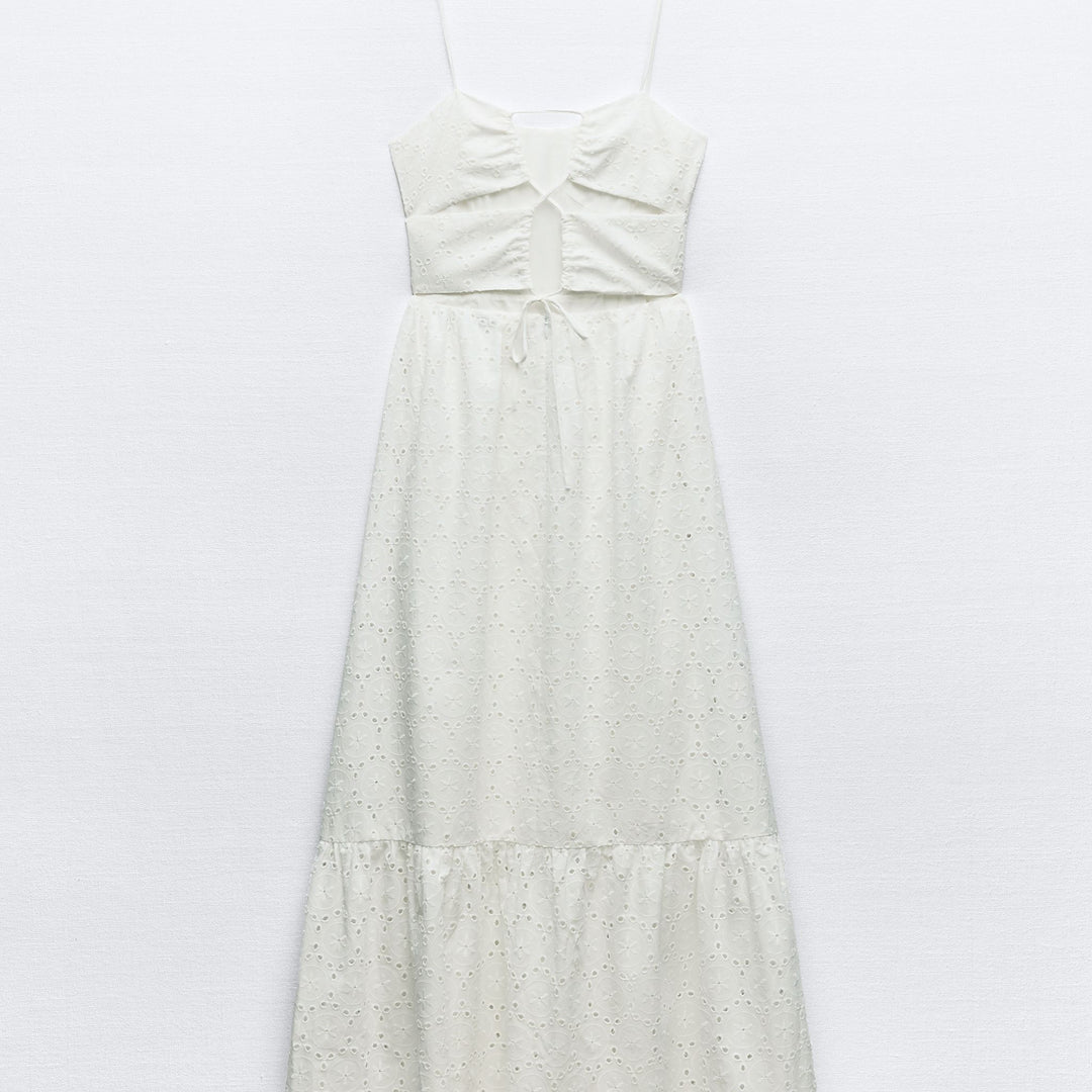 Moudda ZARA - Robe mi-longue broderie suisse encolure froncée - Tunisie 2