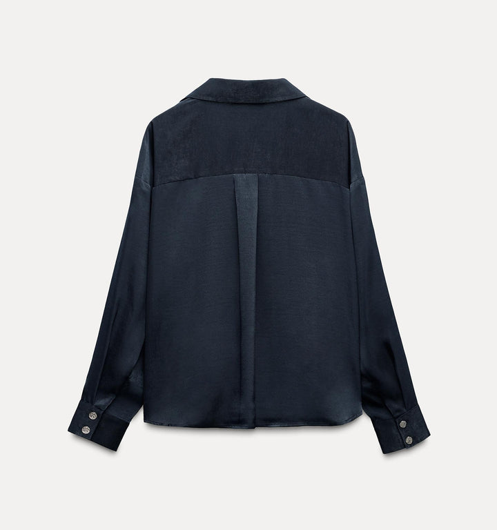Moudda ZARA - Blouse Satinée à Nœud Bouton Doré - Tunisie 3