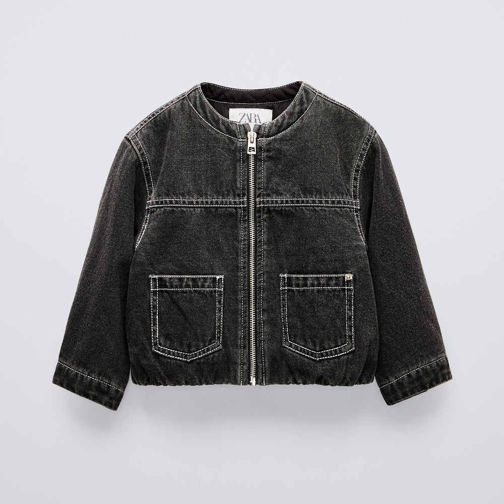 Moudda ZARA - Veste bomber jean enfant, surpiqûres contrastées - Tunisie 2
