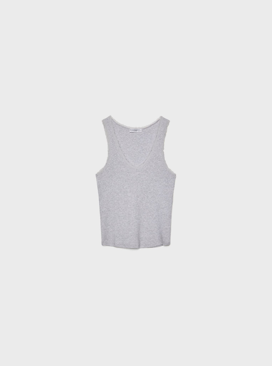 Moudda STRADIVARIUS - T-Shirt S/M Col V avec Dentelle Gris Chiné - Tunisie 2