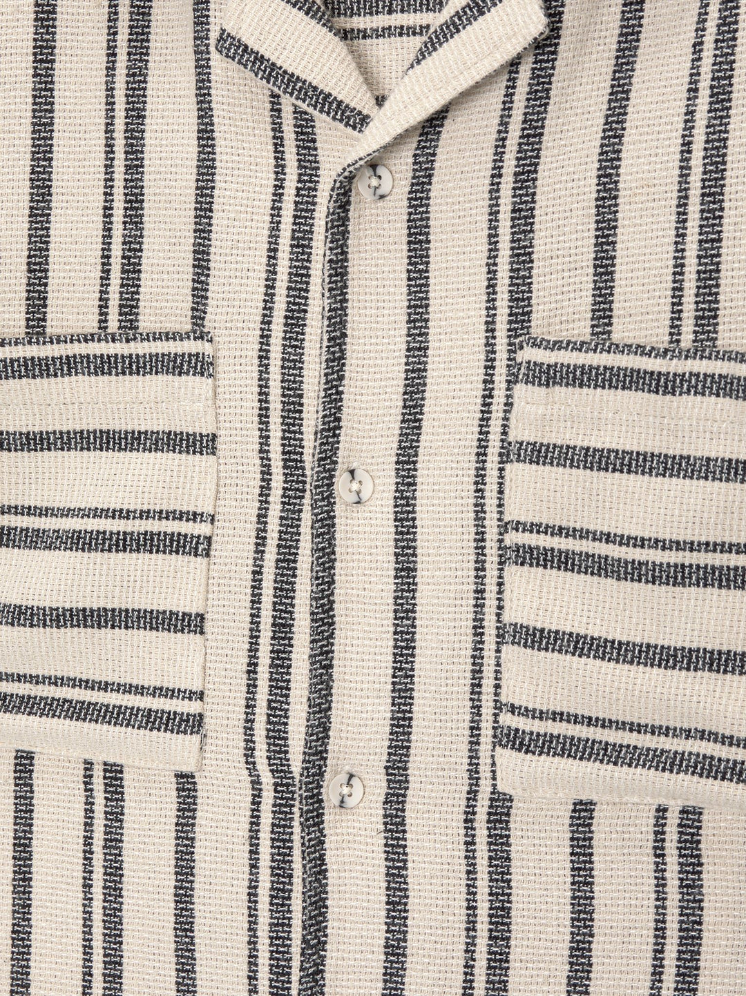 Moudda PULL & BEAR - Chemise Demi-Manches Rayures Molleton Écru Twin Set - Tunisie 3