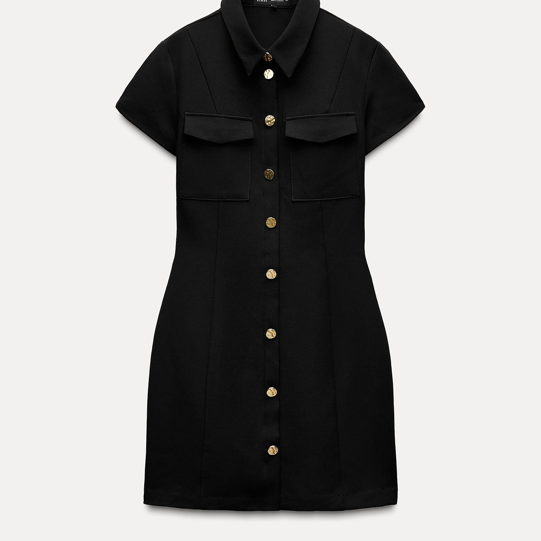Moudda ZARA - Robe courte manches courtes ajustée poche et bouton doré - Tunisie 1