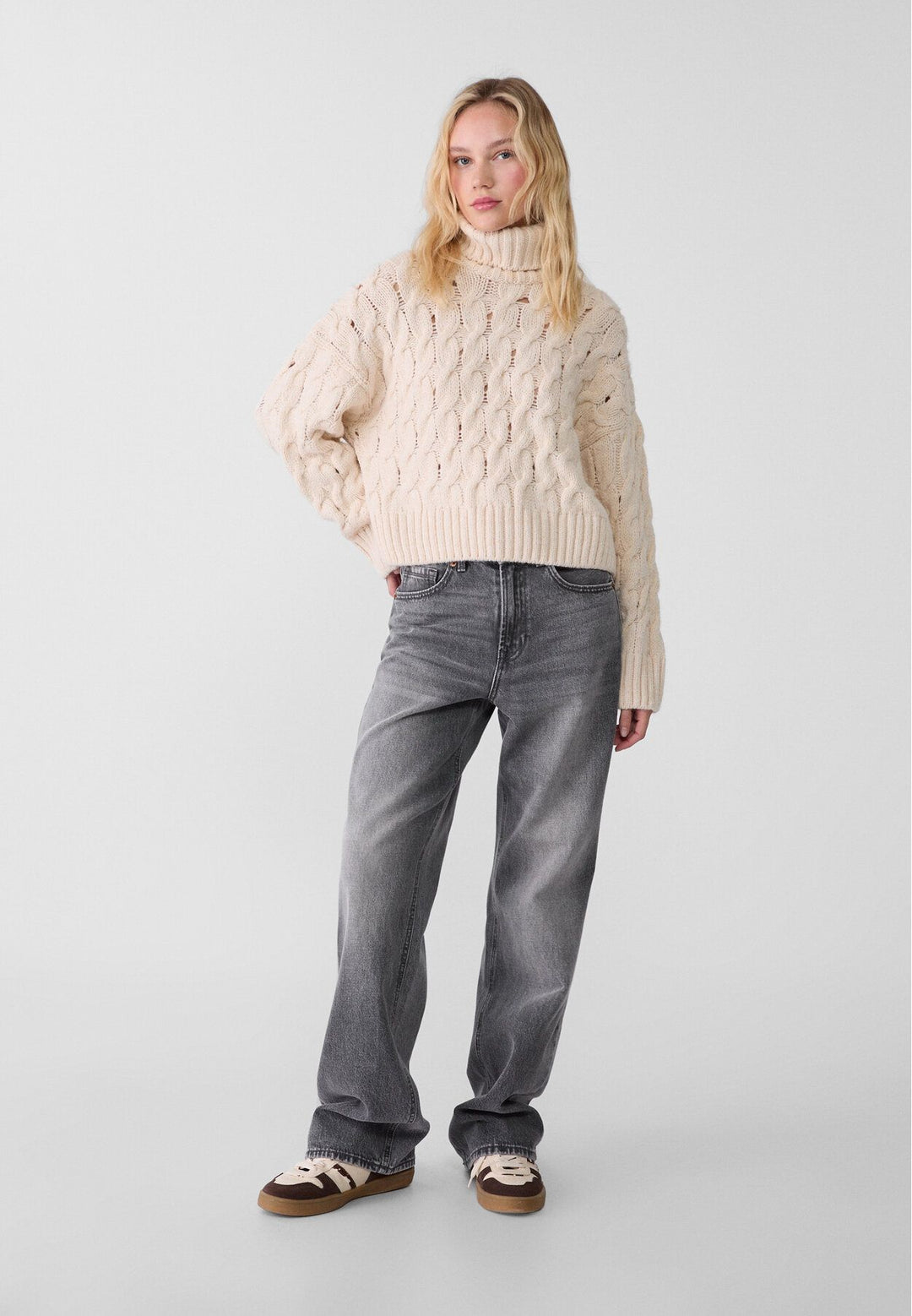 Moudda STRADIVARIUS - Pull en Maille Col Cygne Crop Tressé - Tunisie 3