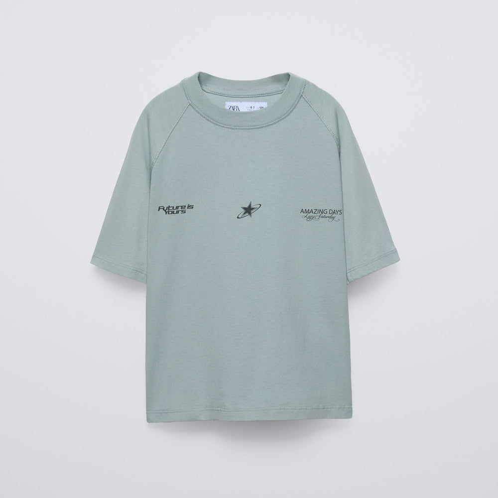 Moudda ZARA - T-shirt manches courtes dégradé motif + imprimé devant - Tunisie 2