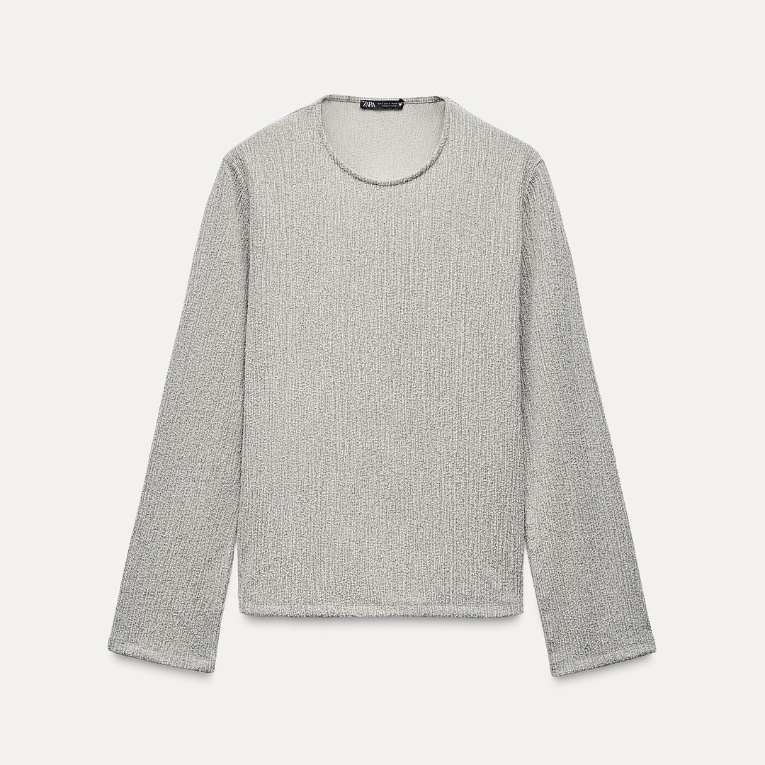 Moudda ZARA - Gris perlé – sweat nœud texture brossée coordonné - Tunisie 1