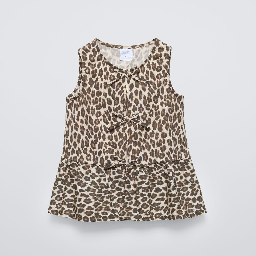 Moudda ZARA - T-shirt imprimé animalier volants et nœuds - Tunisie 1