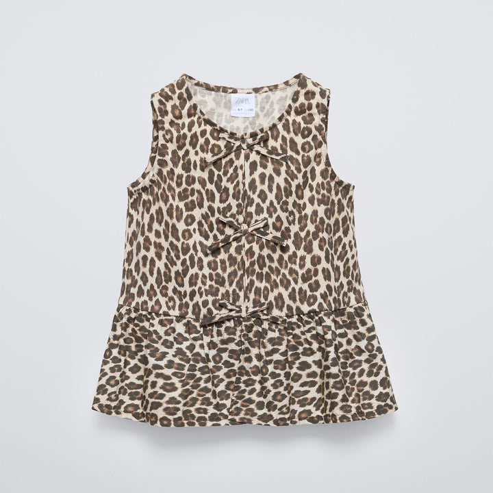 Moudda ZARA - T-shirt imprimé animalier volants et nœuds - Tunisie 1