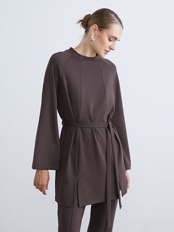 Moudda LC Waikiki - Tunique en jersey manches longues Femme Brun - Tunisie 1