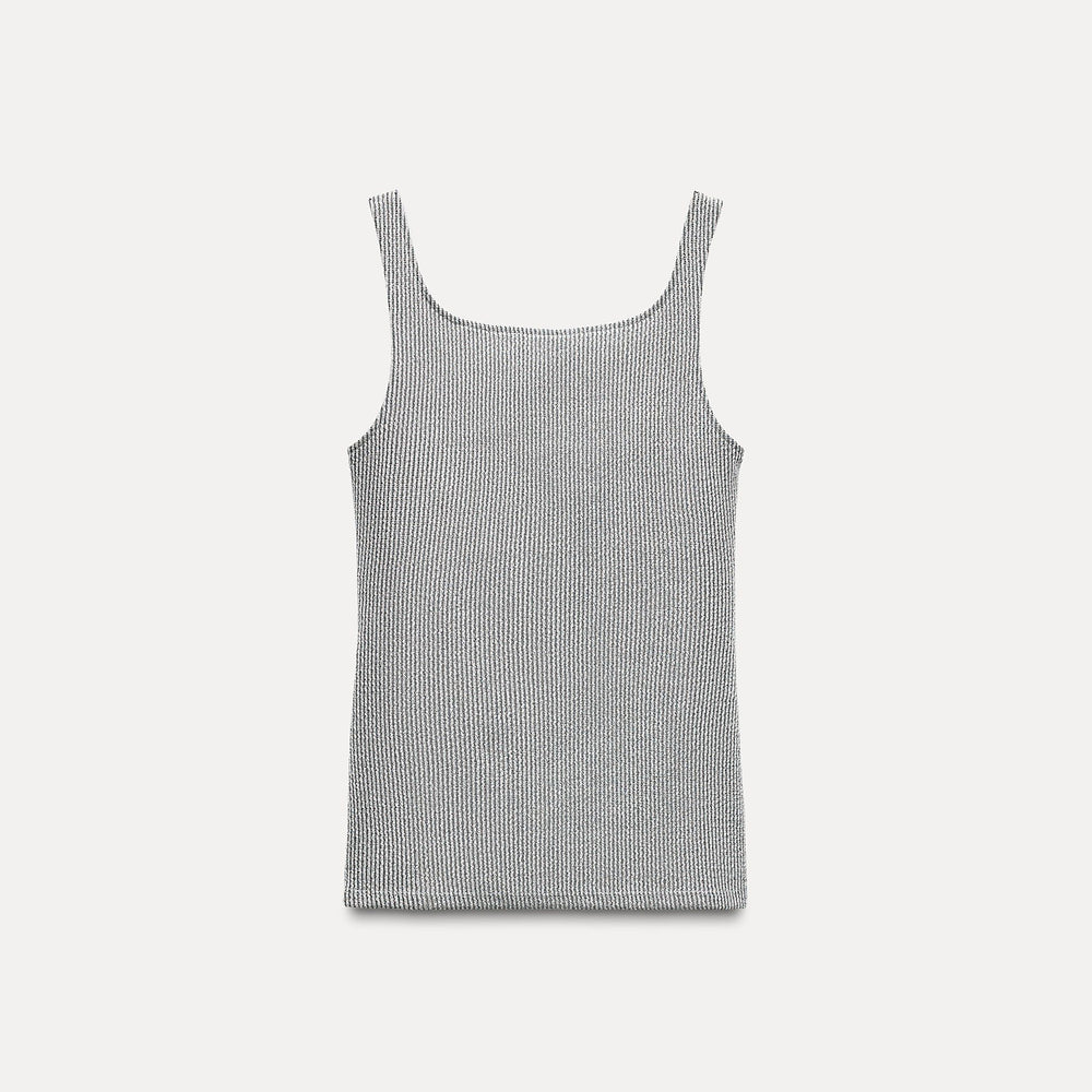 Moudda ZARA - T-shirt asymétrique côtelé lurex - Tunisie 2