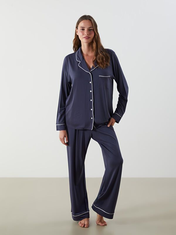 Moudda LC Waikiki - Pyjama en jersey manches longues Femme Indigo - Tunisie 1