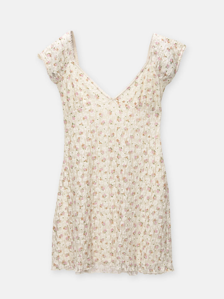 Moudda PULL & BEAR - Robe Mini Dentelle Fleur Imprimée - Tunisie 1