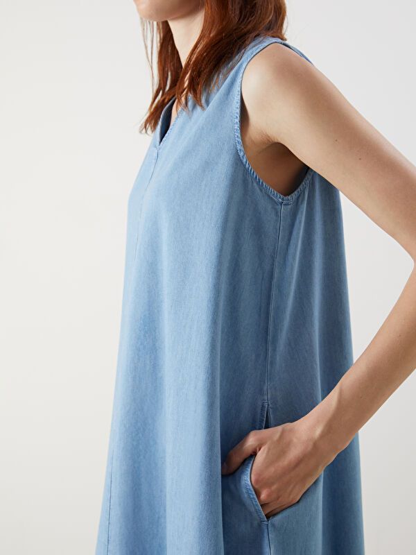 Moudda LC Waikiki - Robe en denim manches courtes pour Femme - Tunisie 3