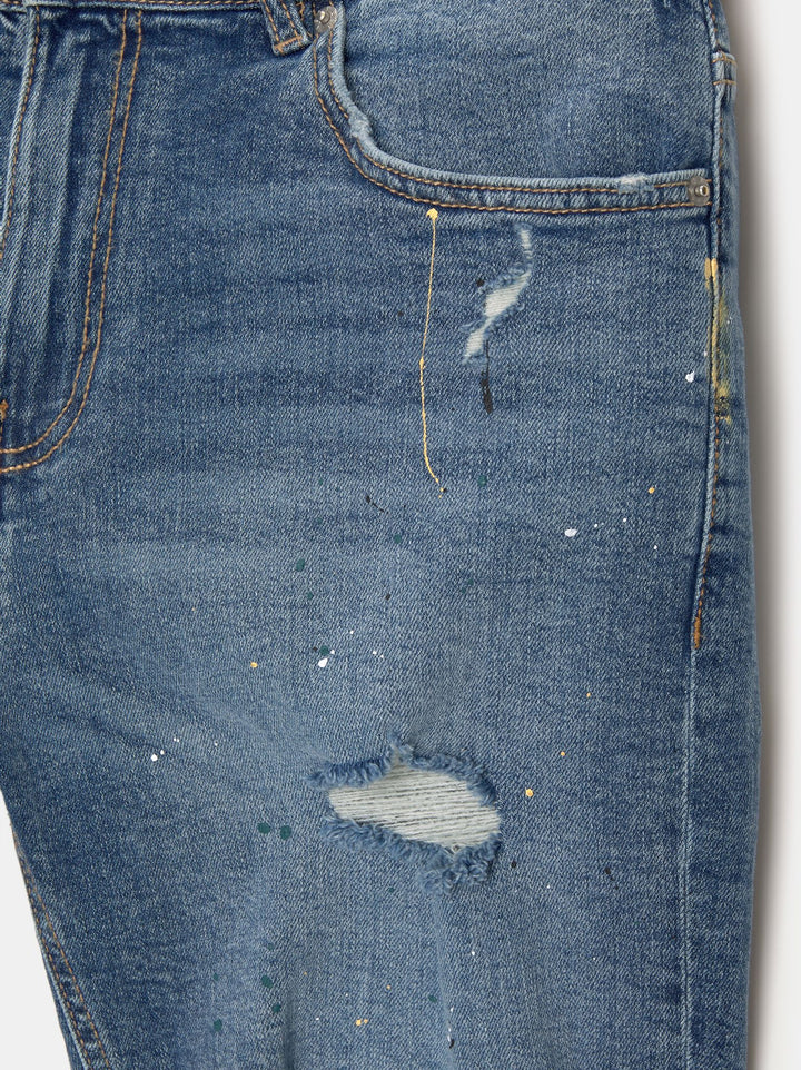 Moudda PULL & BEAR - Bermuda Denim Slim Déchiré Peinture - Tunisie 3