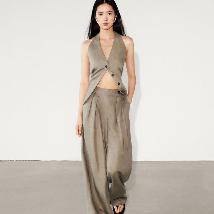 Moudda Massimo Dutti - Pantalon large plissé, pinces à l’arrière - Tunisie 2