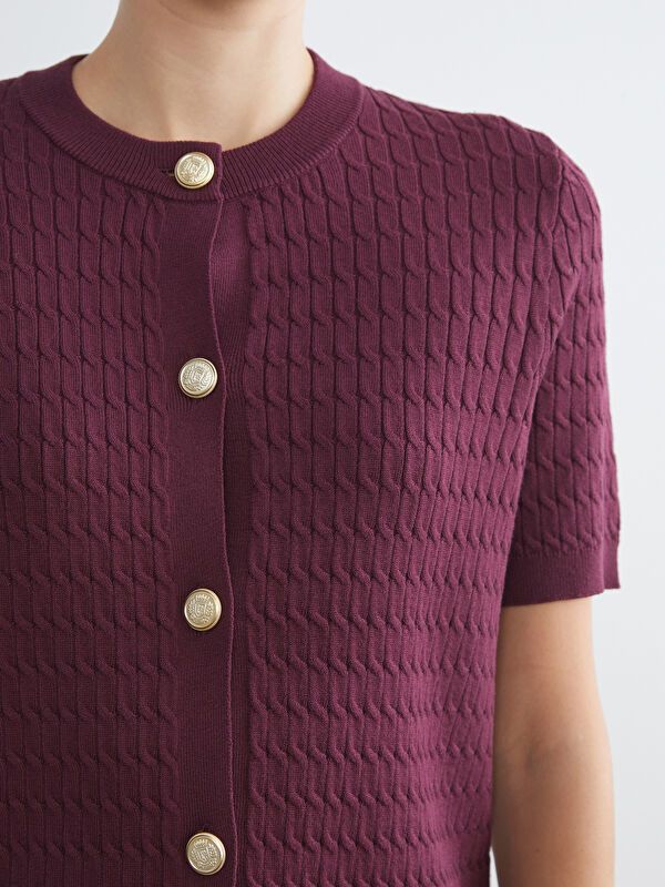 Moudda LC Waikiki - Cardigan fin en tricot Femme Bordeaux - Tunisie 3
