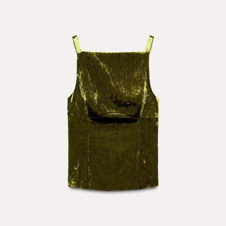 Moudda ZARA - Top velours manches courtes encolure bateau dos nœuds - Tunisie 1