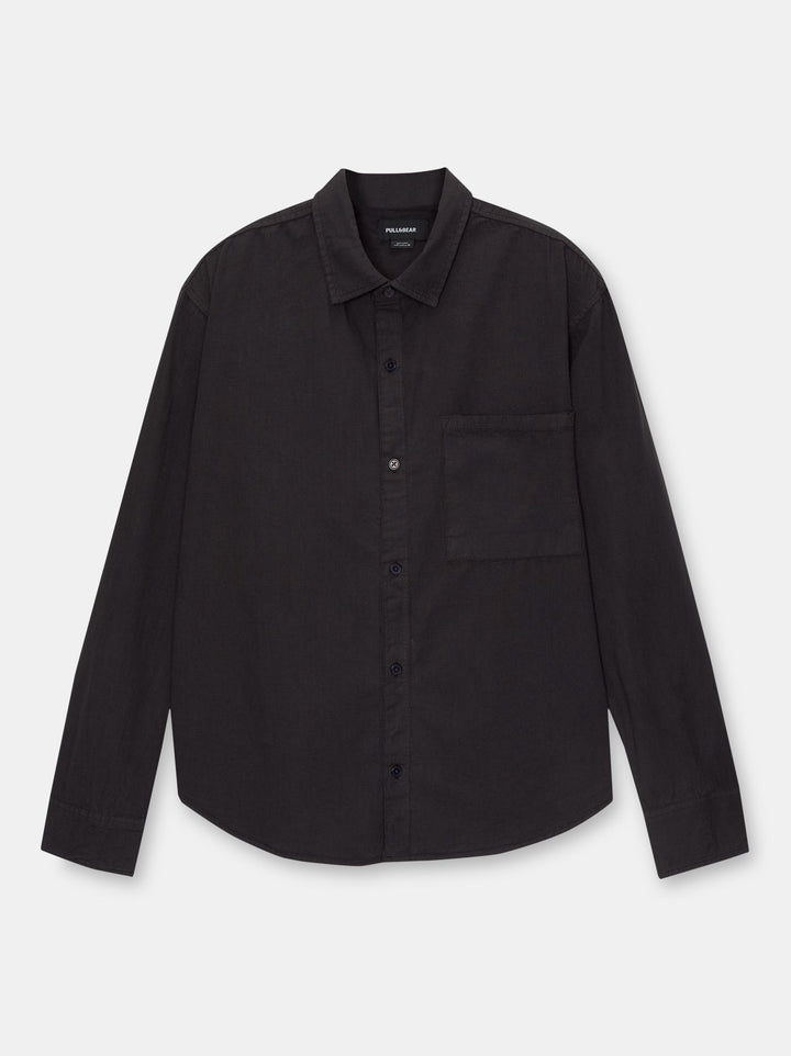 Moudda PULL & BEAR - Chemise Manches Longues Structure Lavée Basique - Tunisie 4