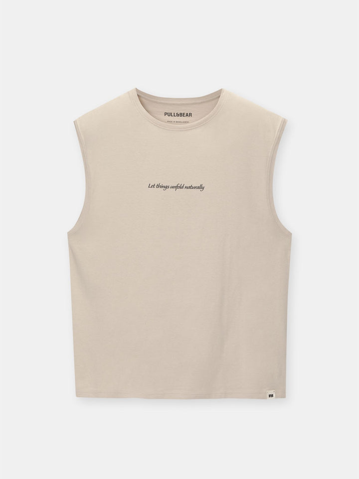 Moudda PULL & BEAR - T-Shirt Bretelles Larges Texte Poitrine - Tunisie 1