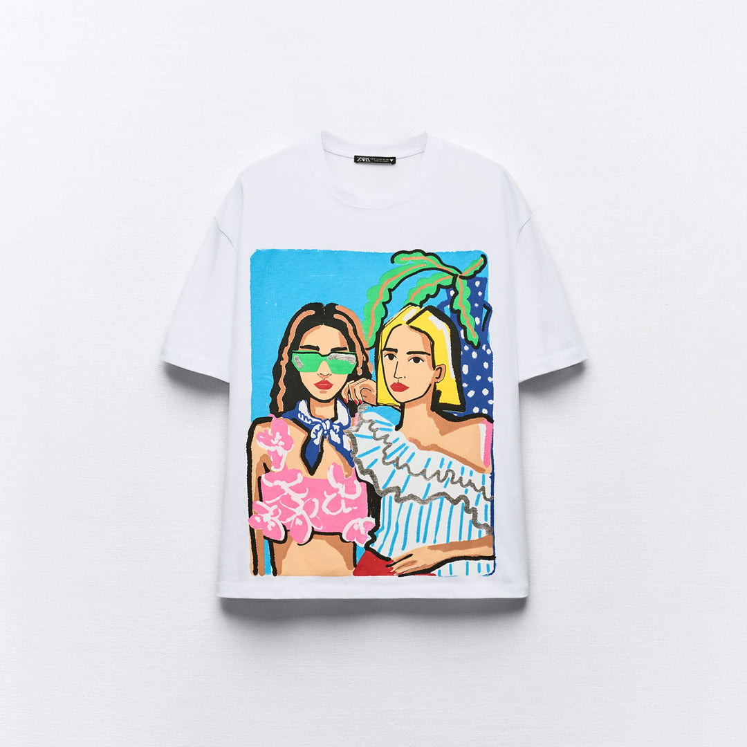 Moudda ZARA - T-shirt imprimé "2 filles" - Tunisie 2