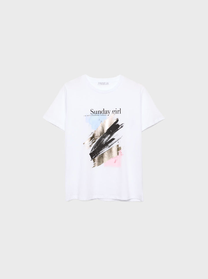 Moudda STRADIVARIUS - T-Shirt Manches courtes Graphique Foil - Tunisie 4