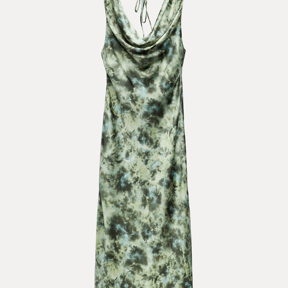 Moudda ZARA - Robe en satin imprimée tie & dye, décolleté plongeant - Tunisie 2
