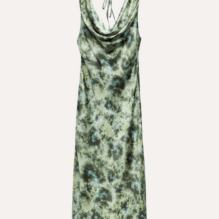 Moudda ZARA - Robe en satin imprimée tie & dye, décolleté plongeant - Tunisie 2