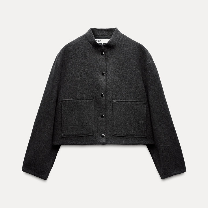 Moudda ZARA - Gris – veste bomber lainage courte poches plaquées - Tunisie 2