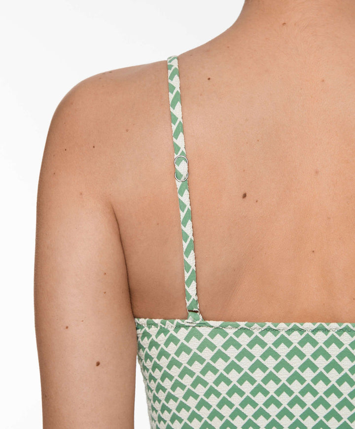 Moudda Oysho - Maillot de Bain Mousse Extra Jacquard Géométrique Vert - Tunisie 3