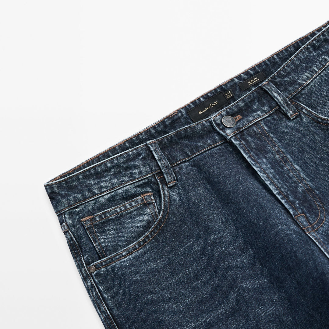 Moudda Massimo Dutti - Pantalon jean indigo lavé coupe fuselée - Tunisie 4
