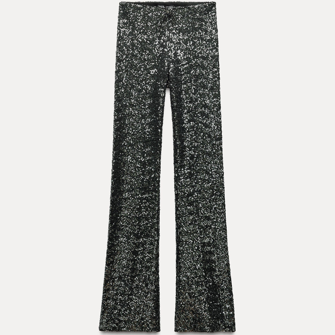 Moudda ZARA - Argent foncé – legging fantaisie pailleté évasé - Tunisie 1