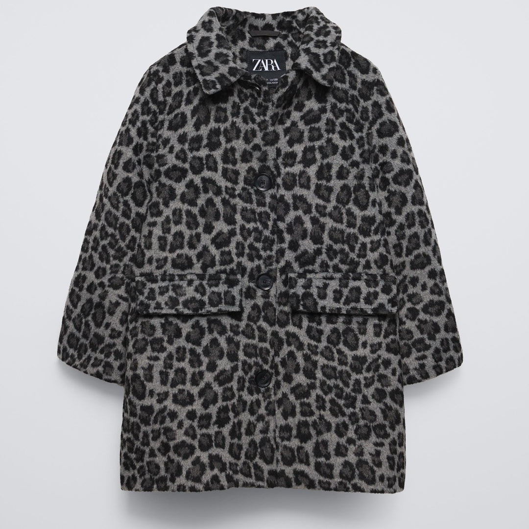 Moudda ZARA - Manteau Fille en Drap Imprimé Animal Gris - Tunisie 1