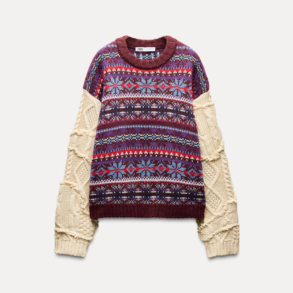 Moudda ZARA - Pull jacquard manches patchwork après-ski - Tunisie 2